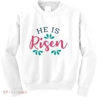 He Is Risen Easter Jesus Kids Sweatshirt thumb 0