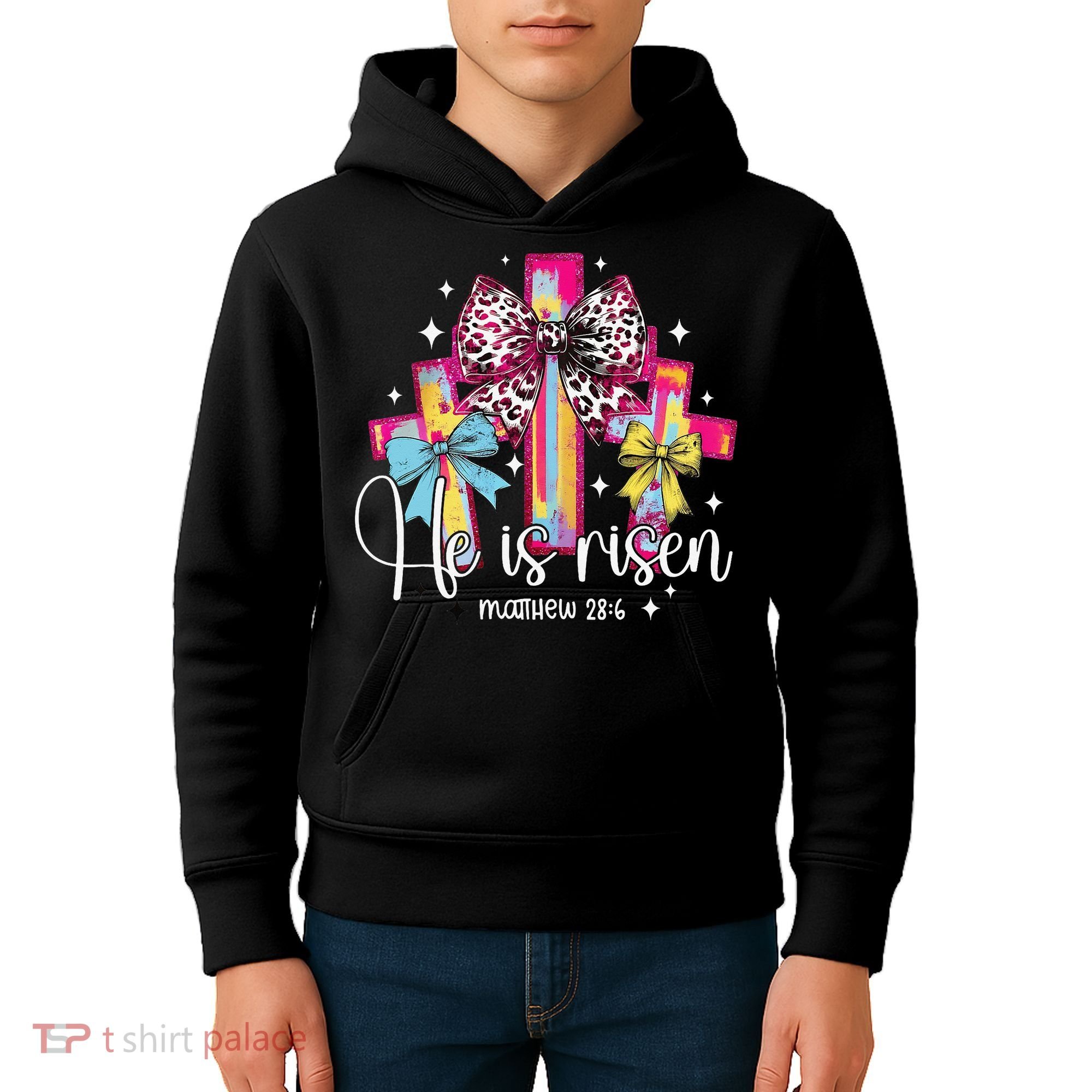 He Is Risen Jesus Christian Happy Easter Women Kids Hoodie