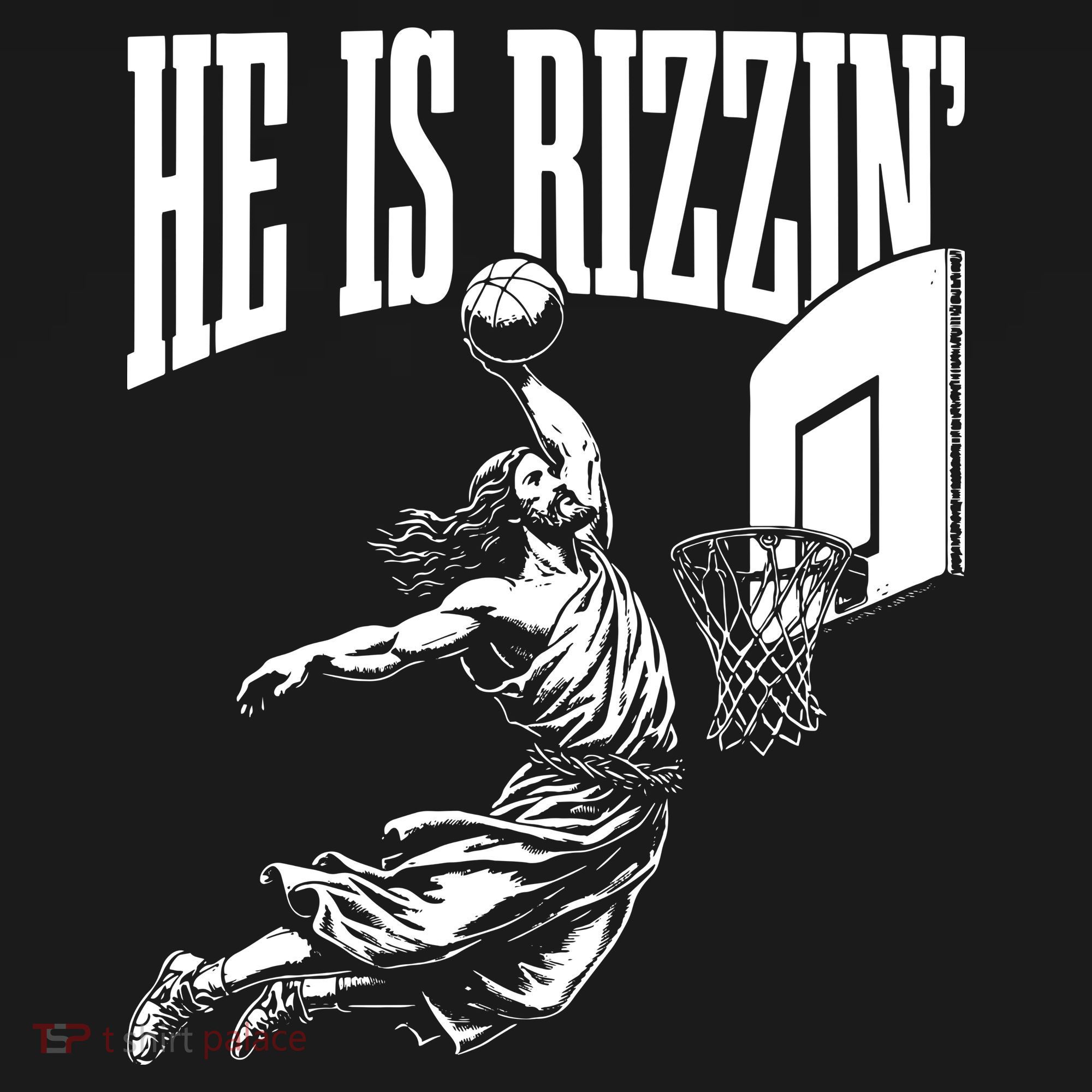 He Is Rizzin Funny Jesus Basketball Meme Women's Hoodie