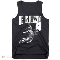 He Is Rizzin Funny Jesus Basketball Meme Tank Top thumb 0