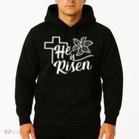 He Is Risen Easter Jesus Cross Hoodie thumb 2