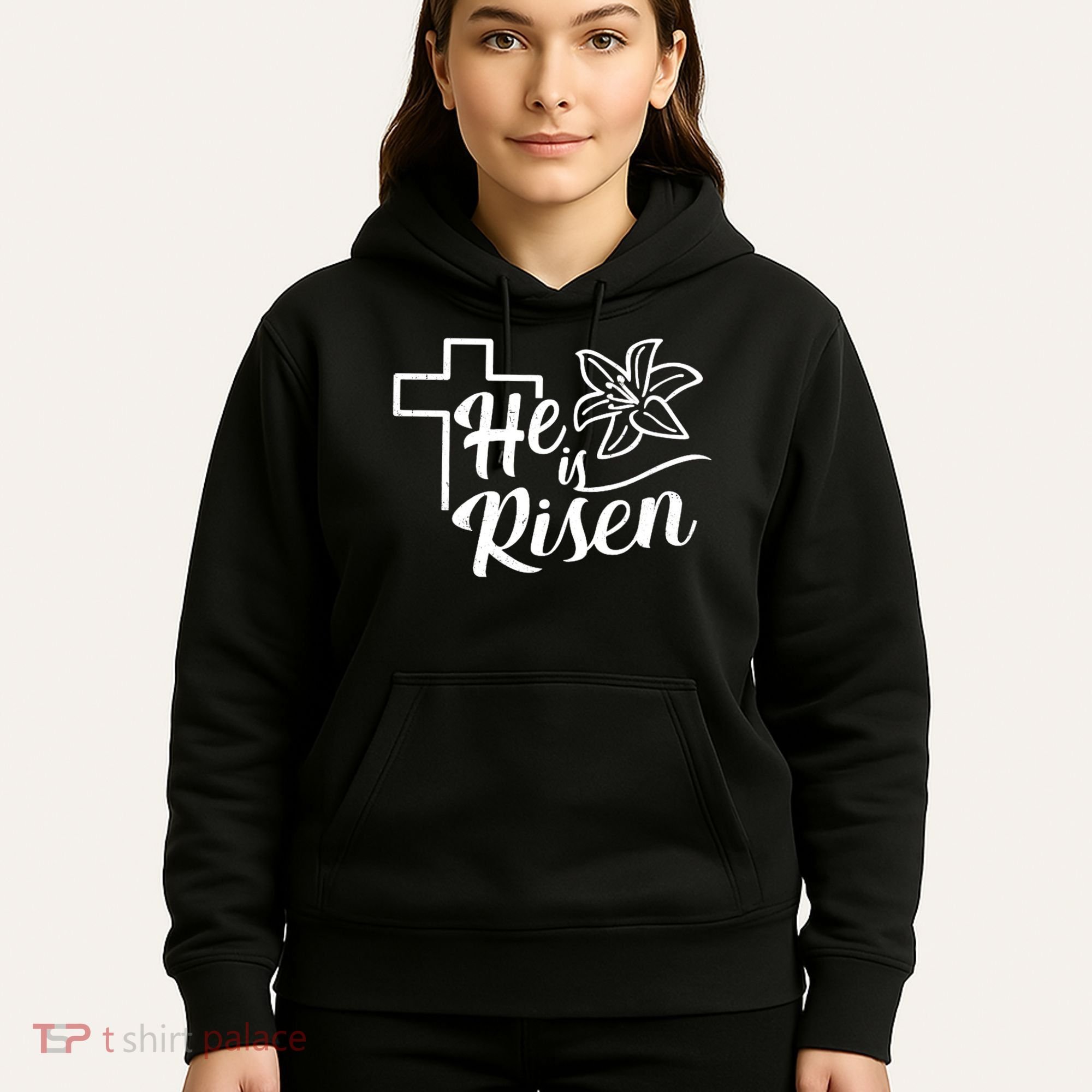 He Is Risen Easter Jesus Cross Hoodie