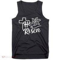 He Is Risen Easter Jesus Cross Tank Top thumb 0