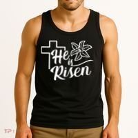 He Is Risen Easter Jesus Cross Tank Top thumb 3