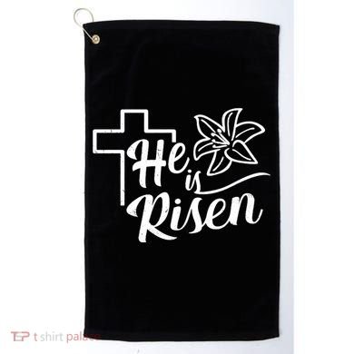 He Is Risen Easter Jesus Cross Golf Towel
