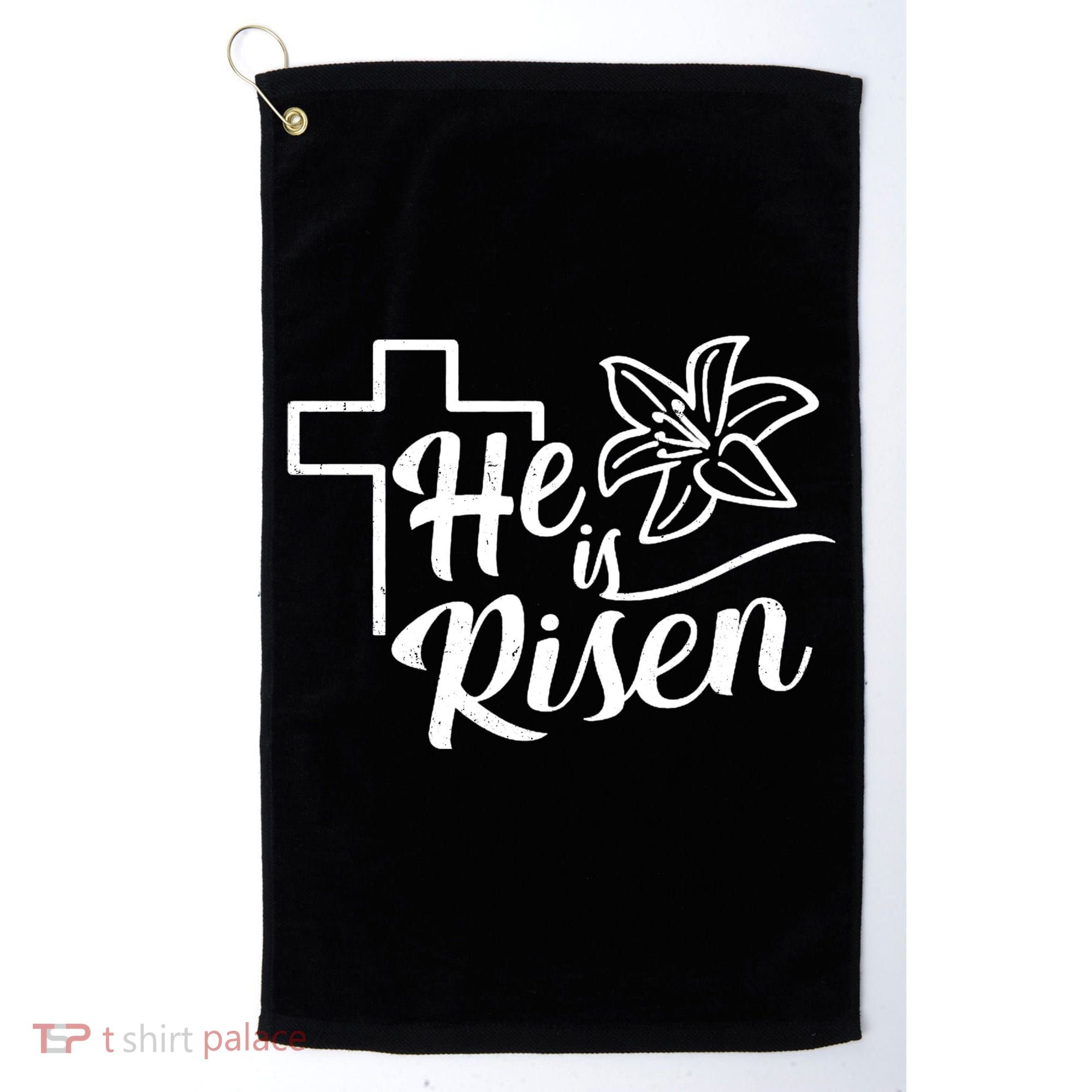 He Is Risen Easter Jesus Cross Golf Towel