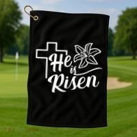 He Is Risen Easter Jesus Cross Golf Towel thumb 1