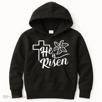 He Is Risen Easter Jesus Cross Kids Hoodie thumb 0