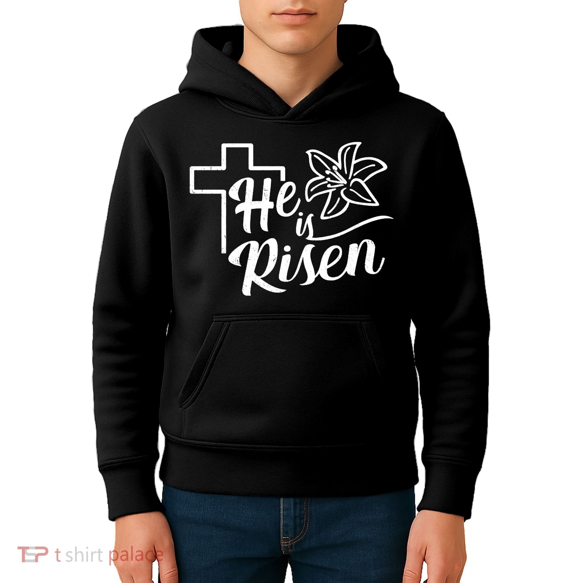 He Is Risen Easter Jesus Cross Kids Hoodie
