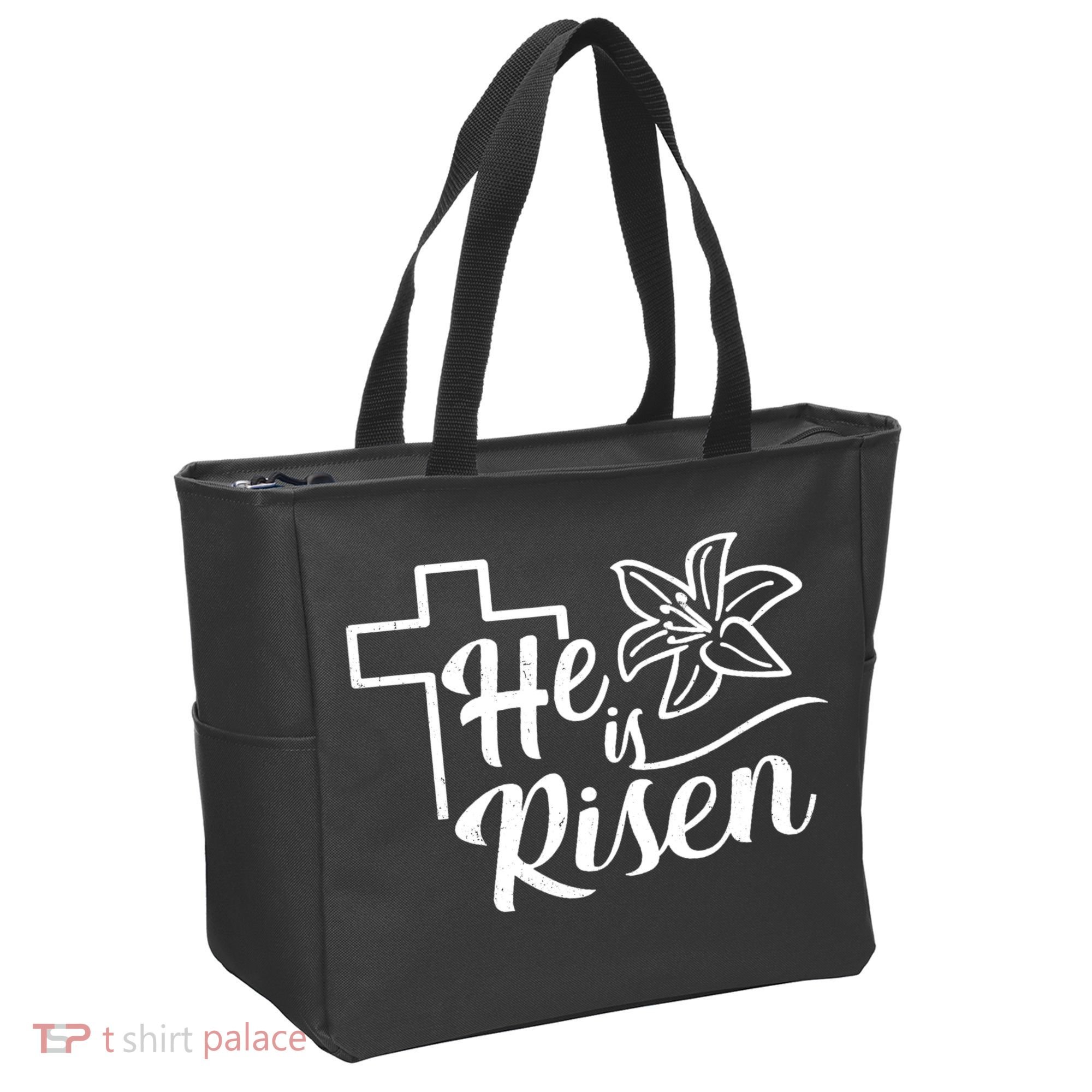 He Is Risen Easter Jesus Cross Tote Bag