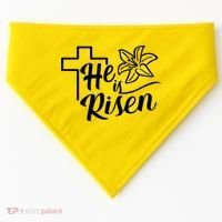 He Is Risen Easter Jesus Cross USA-Made Doggie Bandana thumb 0