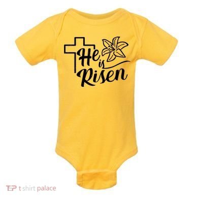 He Is Risen Easter Jesus Cross Baby Bodysuit