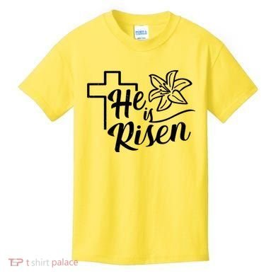 He Is Risen Easter Jesus Cross Kids T-Shirt