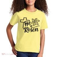 He Is Risen Easter Jesus Cross Kids T-Shirt thumb 2