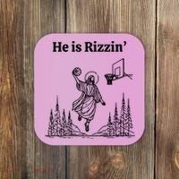 He Is Rizzin Basketball Jesus Funny Easter Christian Coaster thumb 0