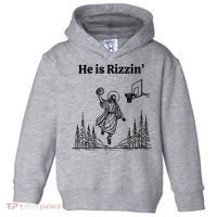 He Is Rizzin Basketball Jesus Funny Easter Christian Toddler Hoodie thumb 0