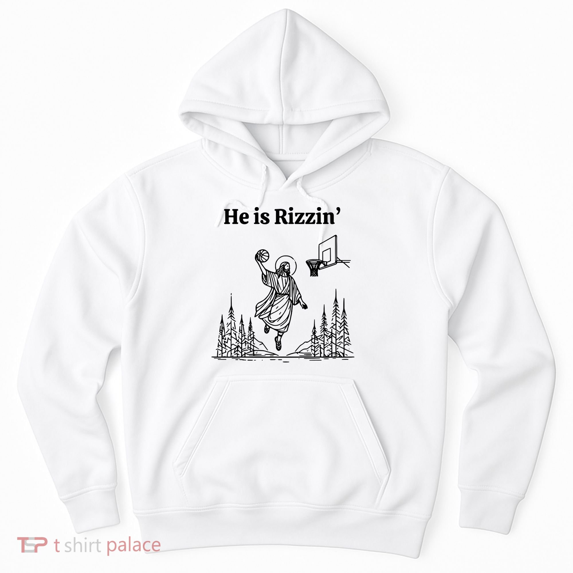 He Is Rizzin Basketball Jesus Funny Easter Christian Hoodie