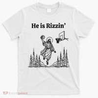 He Is Rizzin Basketball Jesus Funny Easter Christian T-Shirt thumb 0