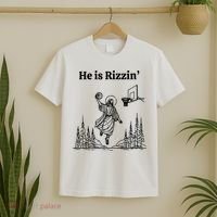 He Is Rizzin Basketball Jesus Funny Easter Christian T-Shirt thumb 2