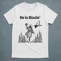 He Is Rizzin Basketball Jesus Funny Easter Christian T-Shirt thumb 5