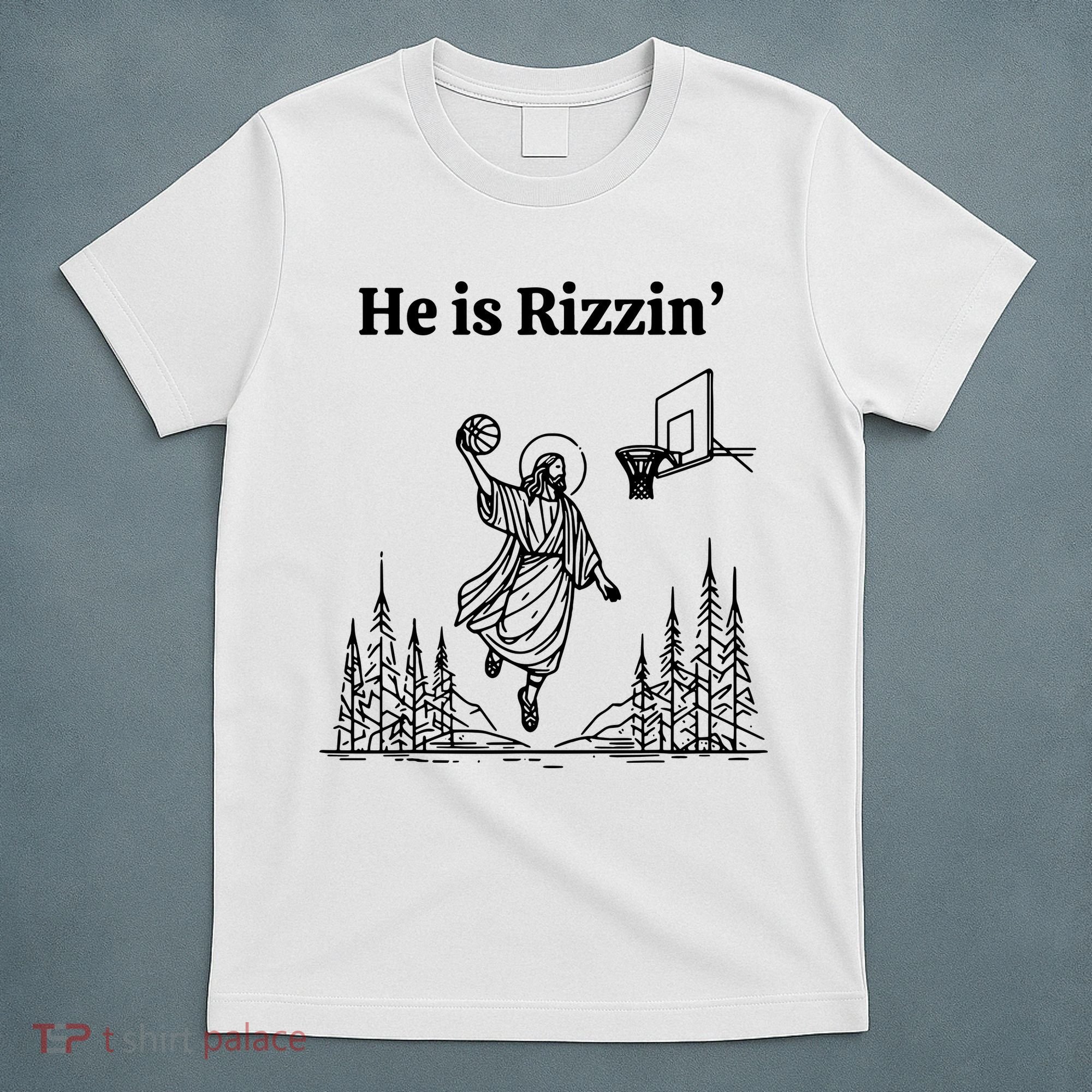 He Is Rizzin Basketball Jesus Funny Easter Christian T-Shirt