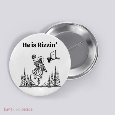 He Is Rizzin Basketball Jesus Funny Easter Christian Button