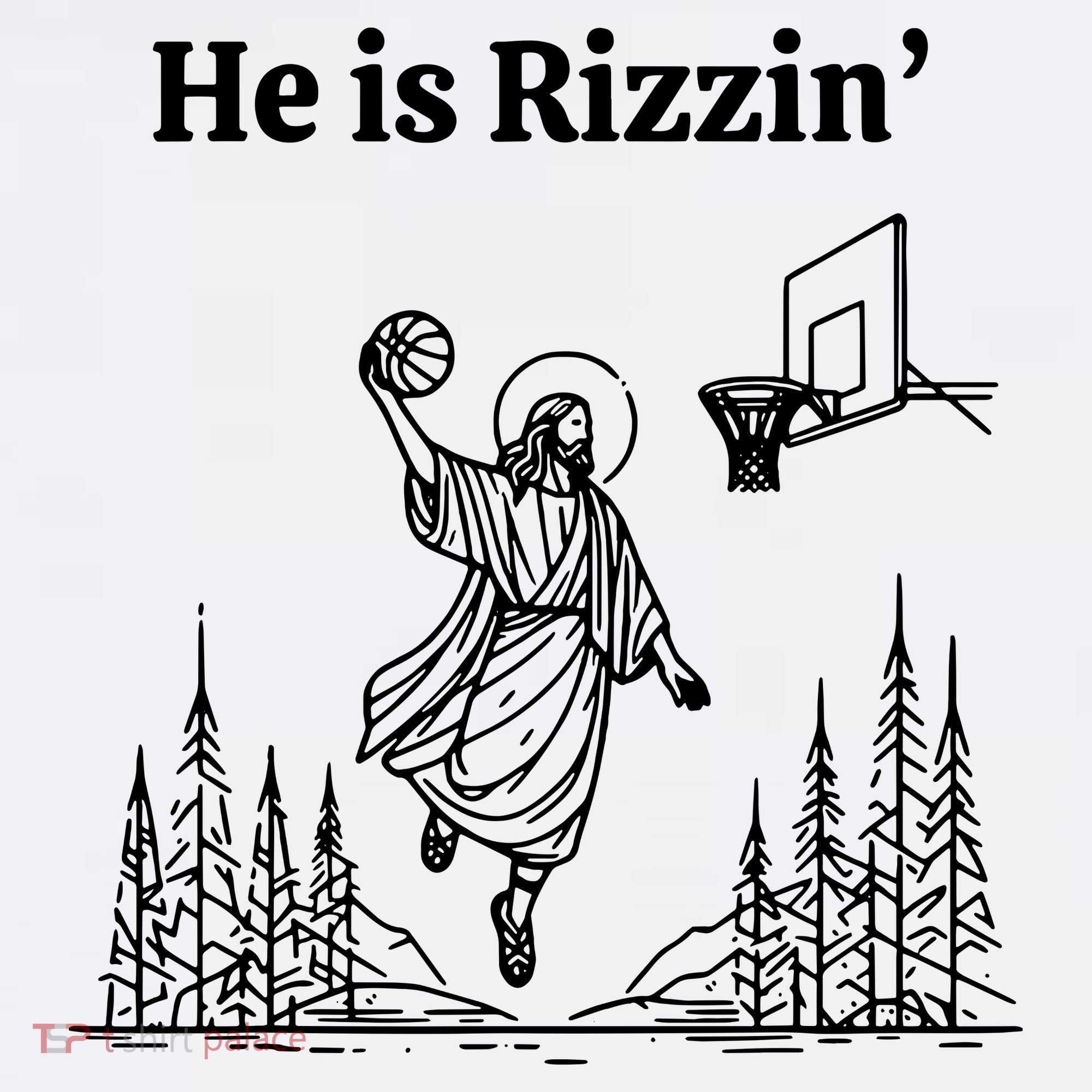 He Is Rizzin Basketball Jesus Funny Easter Christian Women's Hoodie