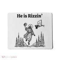 He Is Rizzin Basketball Jesus Funny Easter Christian Mousepad thumb 0