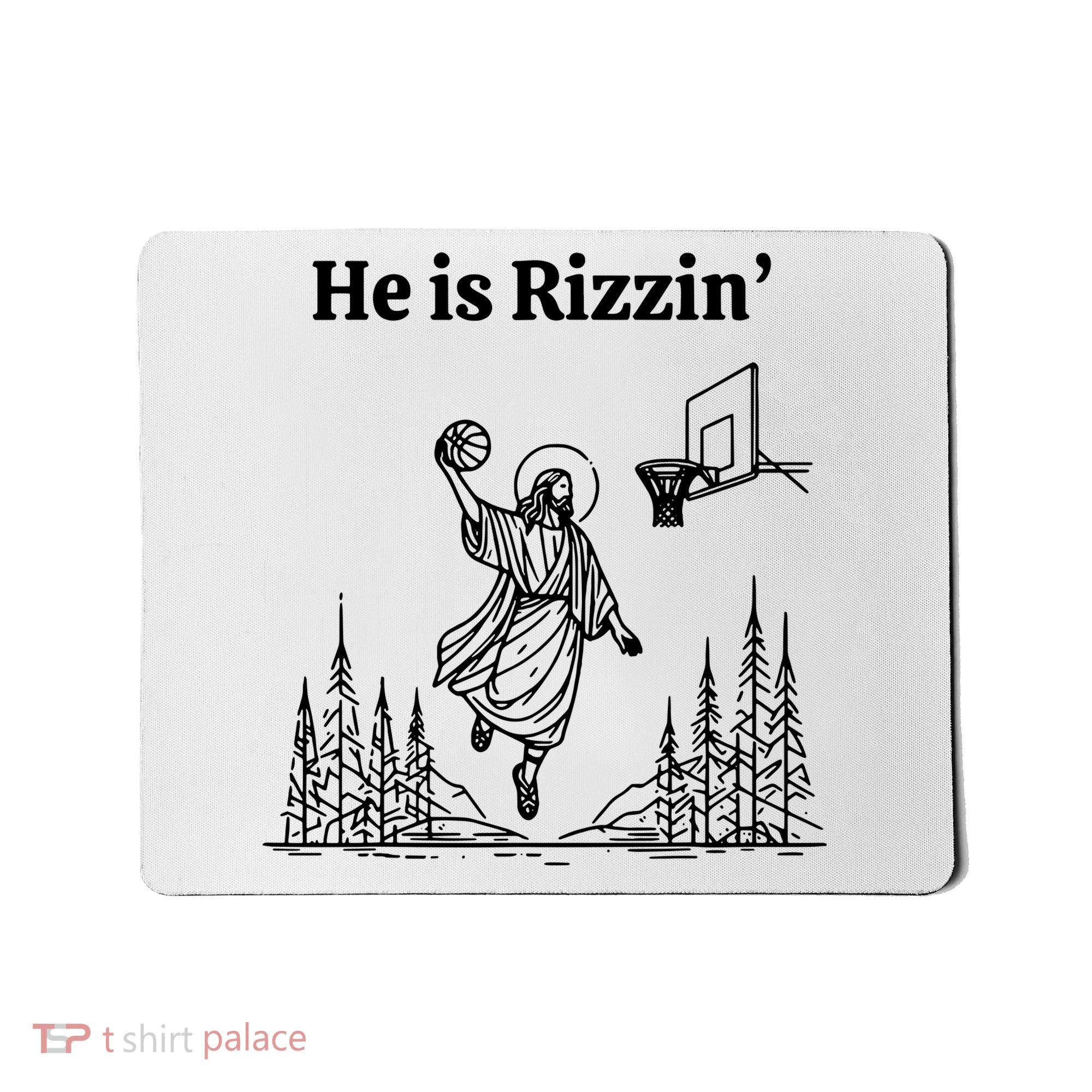 He Is Rizzin Basketball Jesus Funny Easter Christian Mousepad