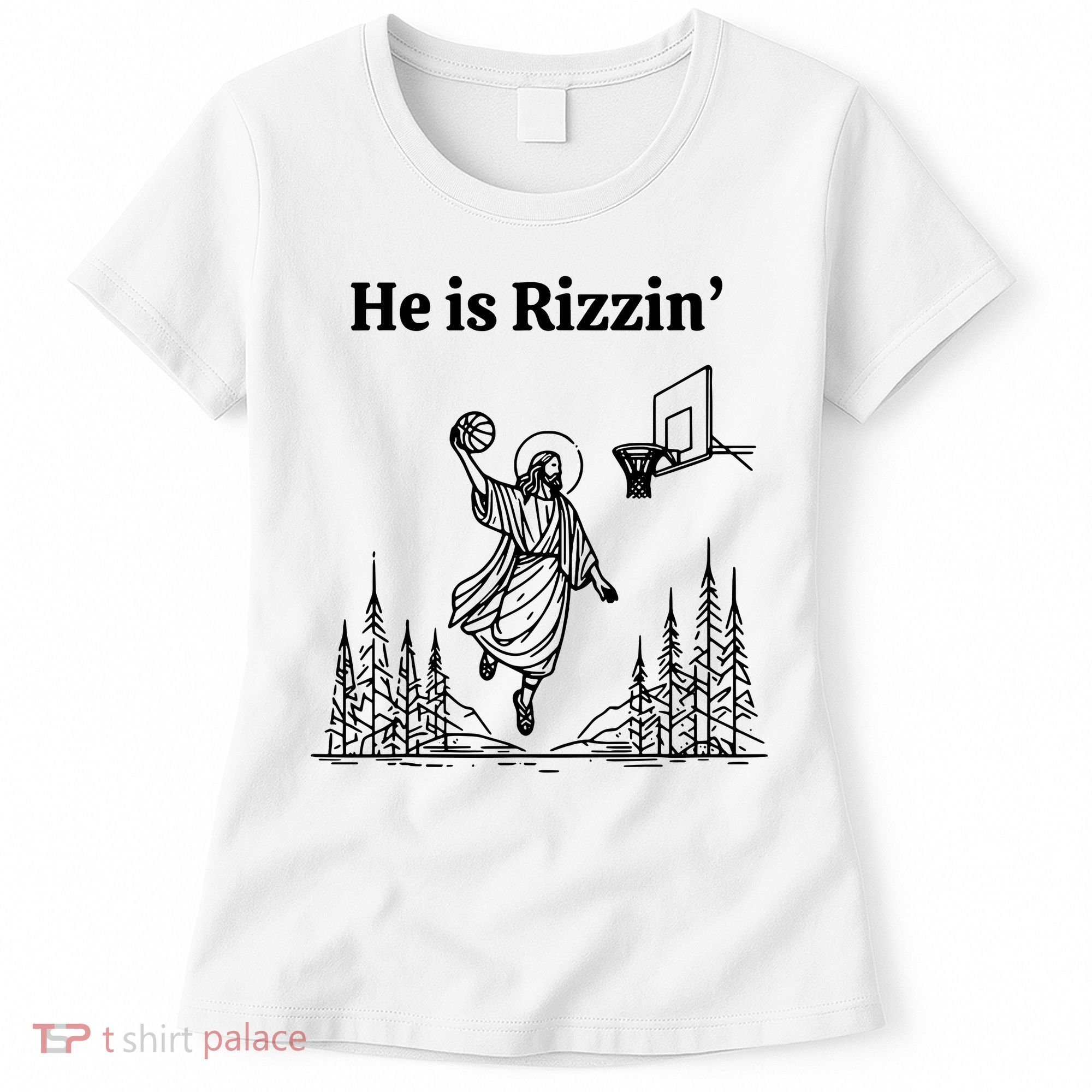 He Is Rizzin Basketball Jesus Funny Easter Christian Women's T-Shirt