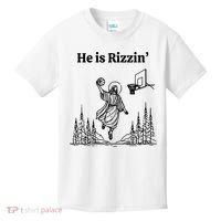 He Is Rizzin Basketball Jesus Funny Easter Christian Kids T-Shirt thumb 0