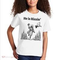 He Is Rizzin Basketball Jesus Funny Easter Christian Kids T-Shirt thumb 2