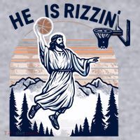 He Is Rizzin Basketball Jesus Retro Easter Christian Women's Sweatshirt thumb 2
