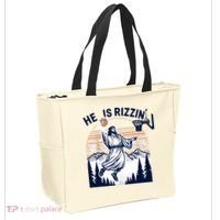 He Is Rizzin Basketball Jesus Retro Easter Christian Tote Bag thumb 2