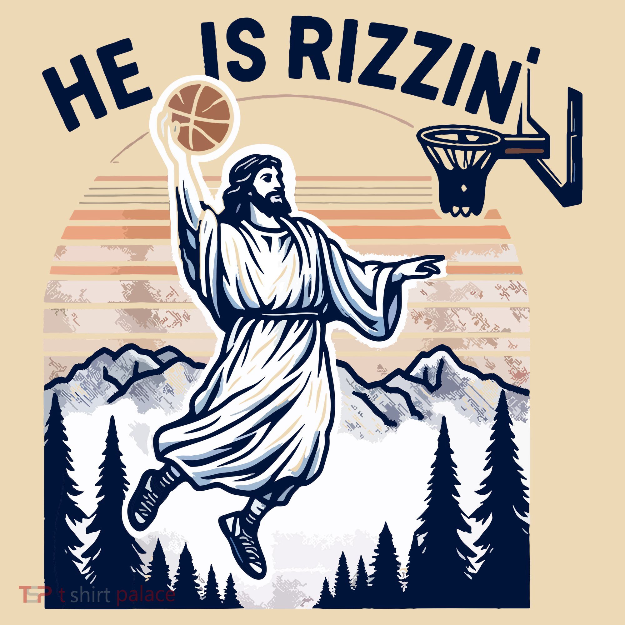 He Is Rizzin Basketball Jesus Retro Easter Christian Tote Bag