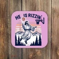 He Is Rizzin Basketball Jesus Retro Easter Christian Coaster thumb 0