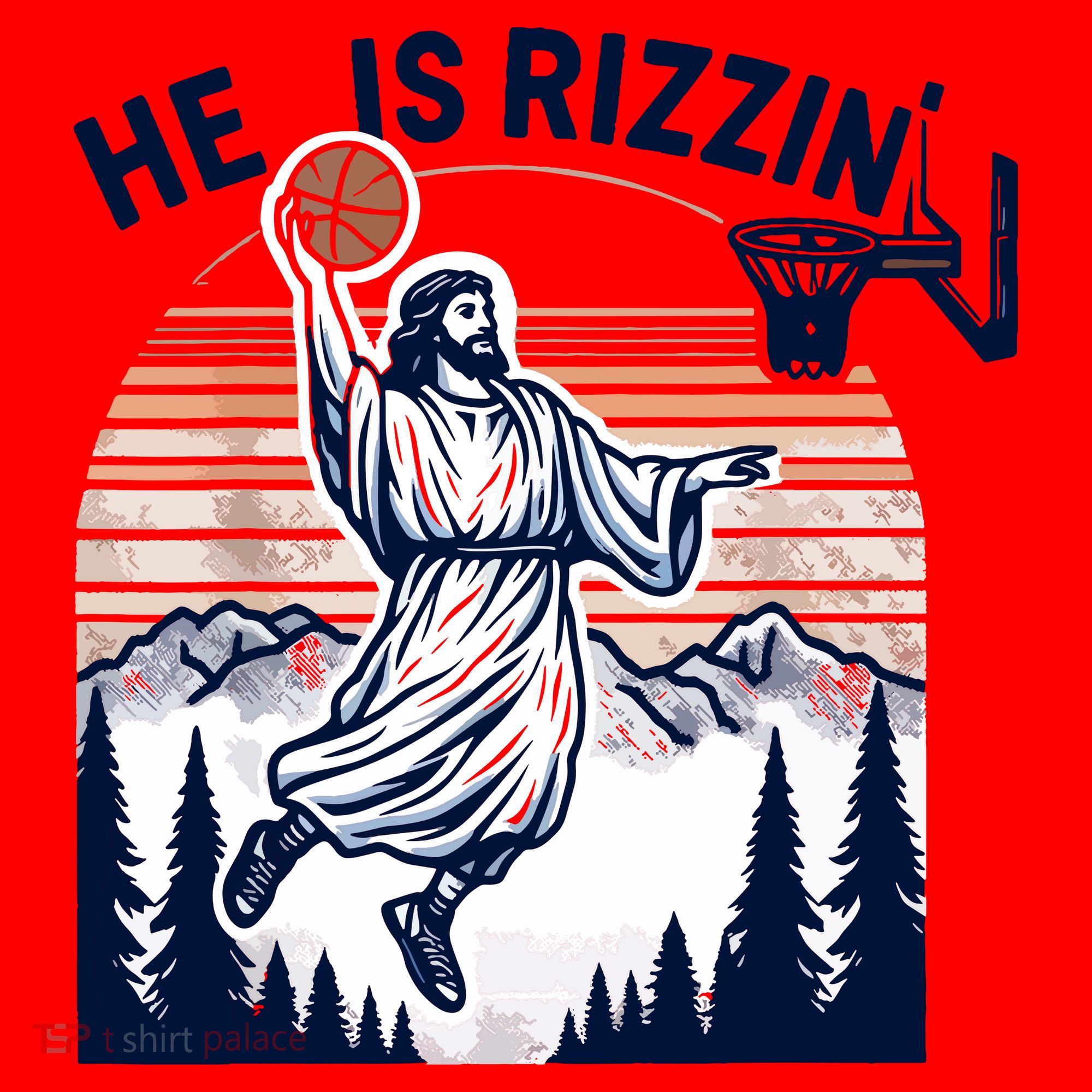 He Is Rizzin Basketball Jesus Retro Easter Christian Santa Hat