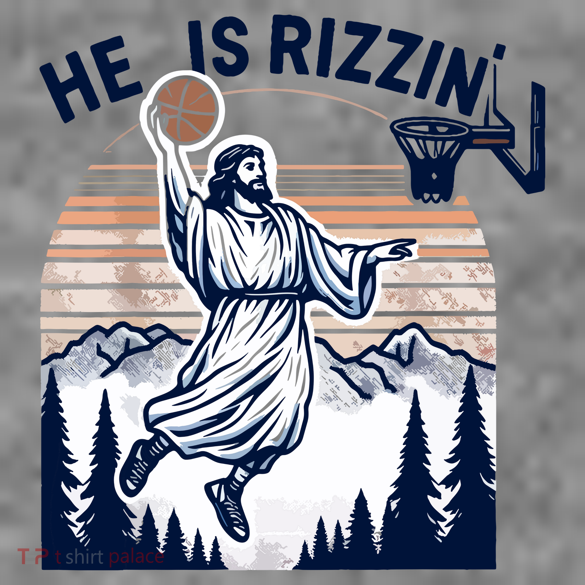 He Is Rizzin Basketball Jesus Retro Easter Christian Toddler Hoodie