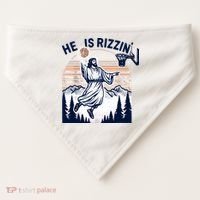 He Is Rizzin Basketball Jesus Retro Easter Christian USA-Made Doggie Bandana thumb 0