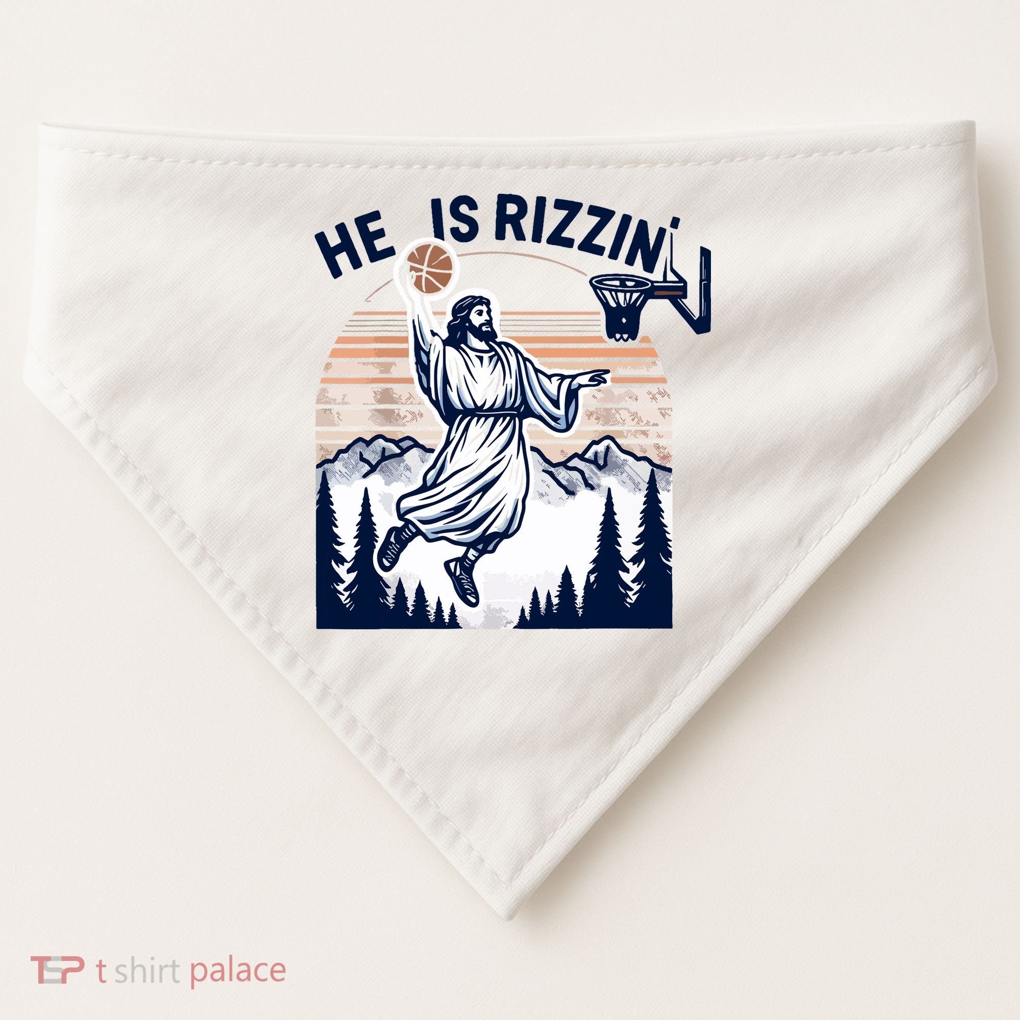 He Is Rizzin Basketball Jesus Retro Easter Christian USA-Made Doggie Bandana