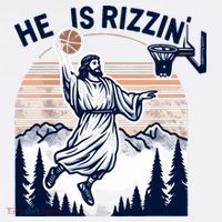 He Is Rizzin Basketball Jesus Retro Easter Christian Apron thumb 3