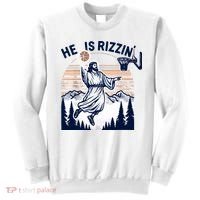 He Is Rizzin Basketball Jesus Retro Easter Christian Sweatshirt thumb 0