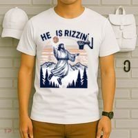 He Is Rizzin Basketball Jesus Retro Easter Christian T-Shirt thumb 6