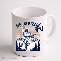 He Is Rizzin Basketball Jesus Retro Easter Christian Coffee Mug thumb 1