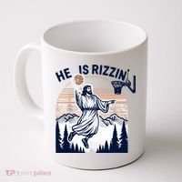 He Is Rizzin Basketball Jesus Retro Easter Christian Coffee Mug thumb 0