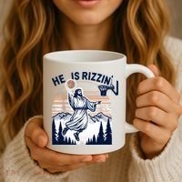 He Is Rizzin Basketball Jesus Retro Easter Christian Coffee Mug thumb 3