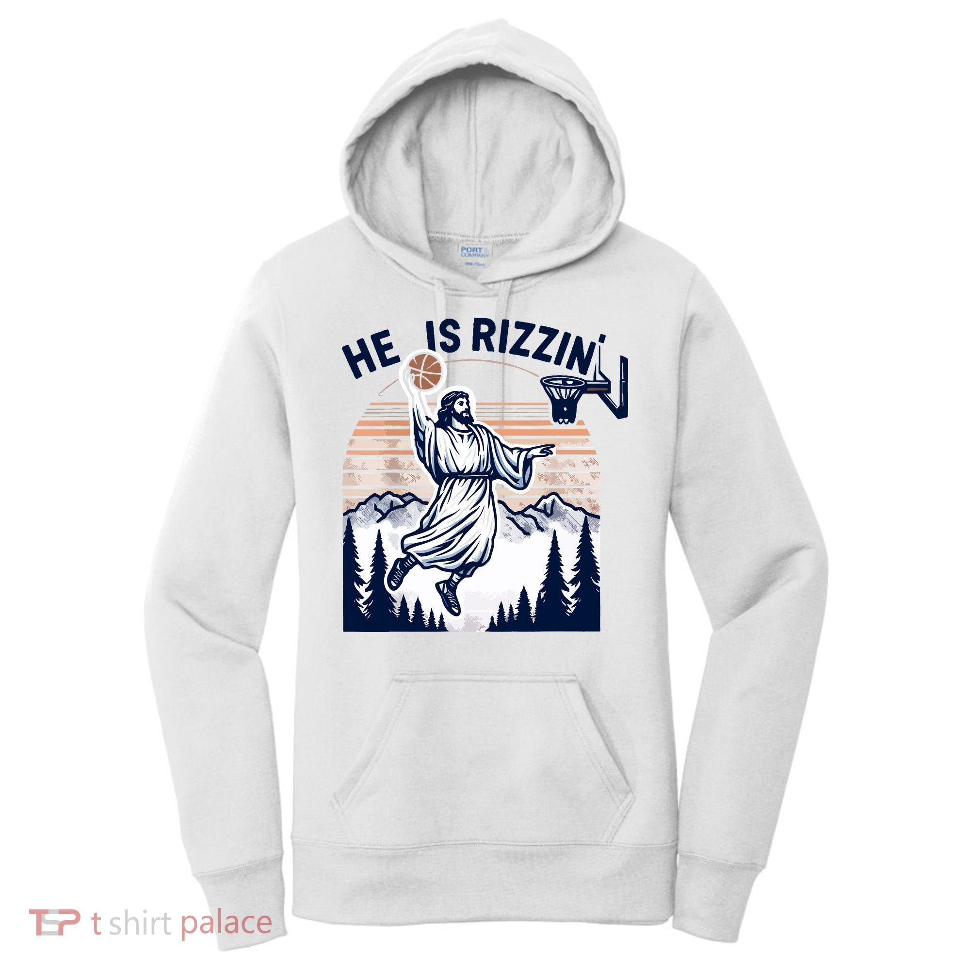 He Is Rizzin Basketball Jesus Retro Easter Christian Women's Hoodie