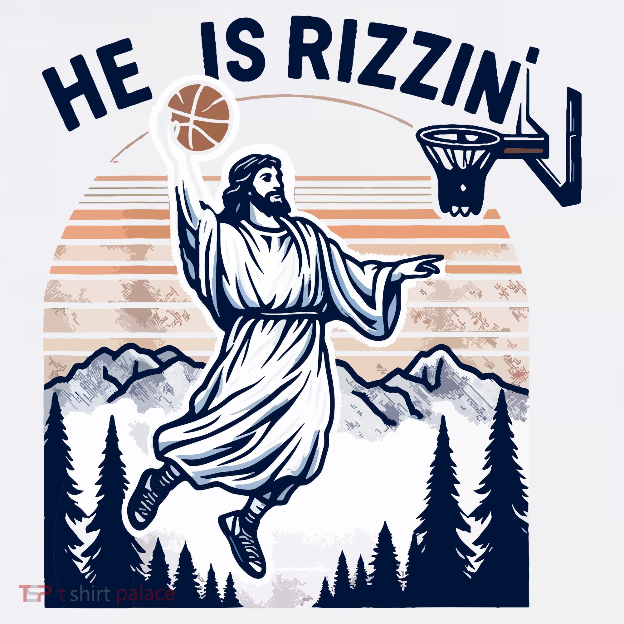 He Is Rizzin Basketball Jesus Retro Easter Christian Women's Hoodie