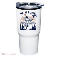 He Is Rizzin Basketball Jesus Retro Easter Christian Tumbler thumb 0