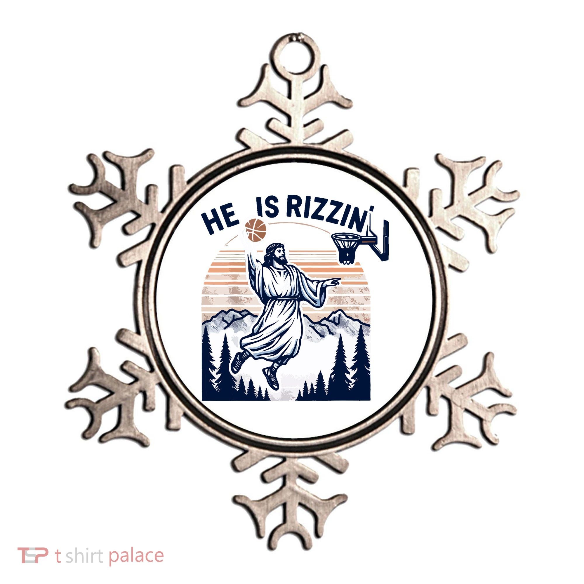 He Is Rizzin Basketball Jesus Retro Easter Christian Ornament